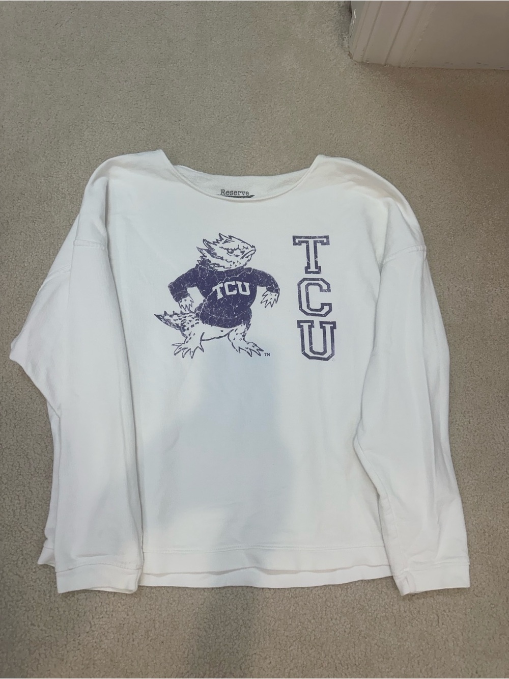 TCU Horned Frog White Crewneck Sweatshirt